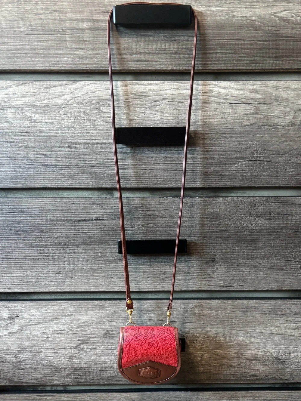 ELLE Red Genuine Pebble Leather Small Crossbody